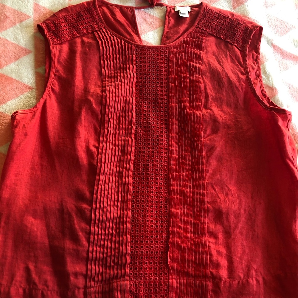 J. Crew red sleeveless top with tie back